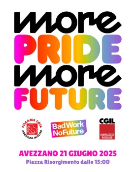 La CGIL Abruzzo Molise e la FILCAMS CGIL Abruzzo Molise aderiscono e sostengono l'Abruzzo Pride